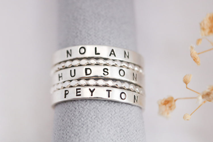 Sterling Silver Name Rings - Create Your Own Stack