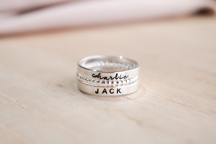 Sterling Silver Name Rings - Create Your Own Stack