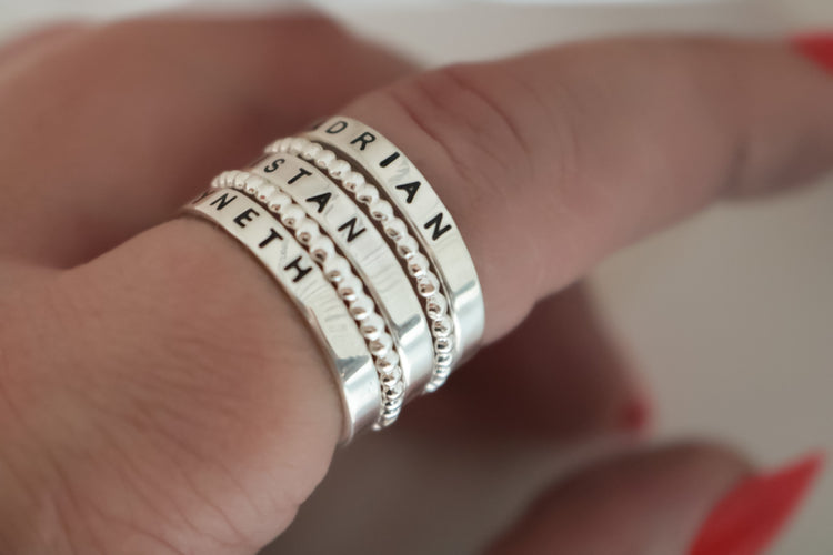 Sterling Silver Name Rings - Create Your Own Stack