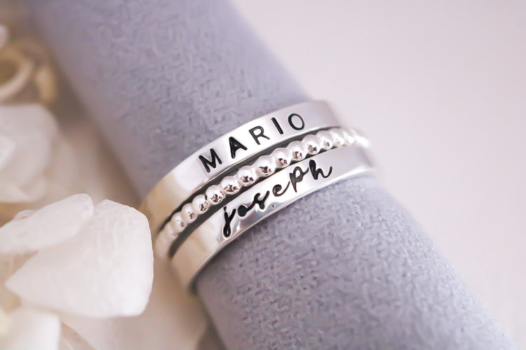 Sterling Silver Name Rings - Create Your Own Stack