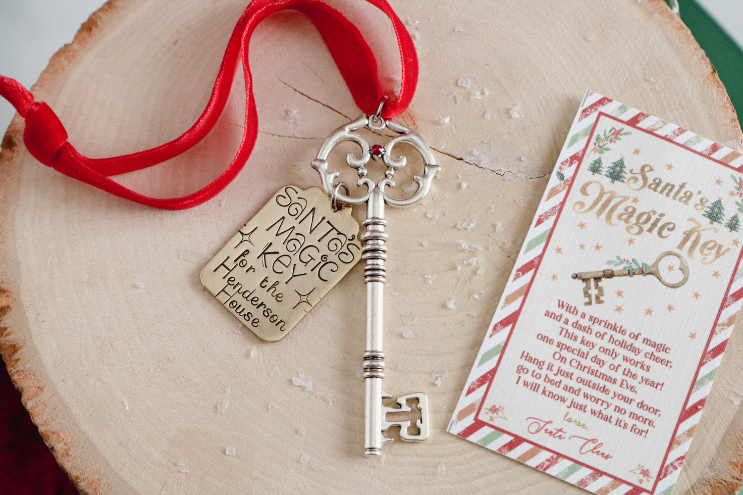 10 Pcs Santa's Key Santa's Magic Key Set Santa Key with Card Satin